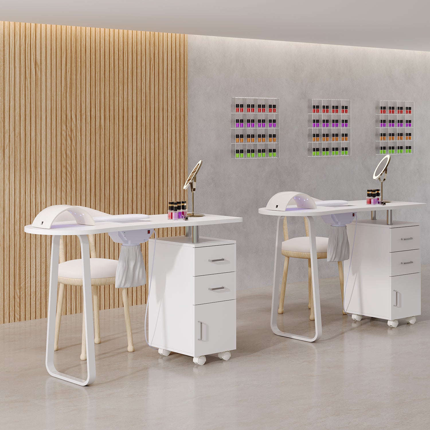 Classic Stable Nail Desk with Drawers (4 wheels)