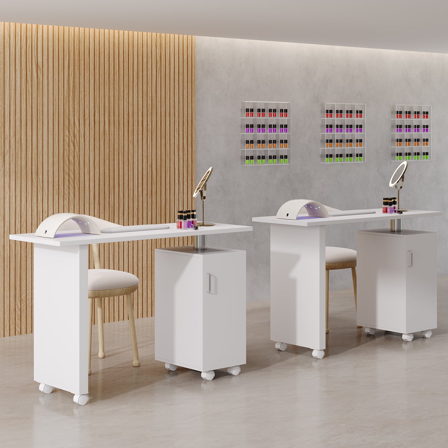 Minimalist Space Saving Manicure Table with 1-Cabinet