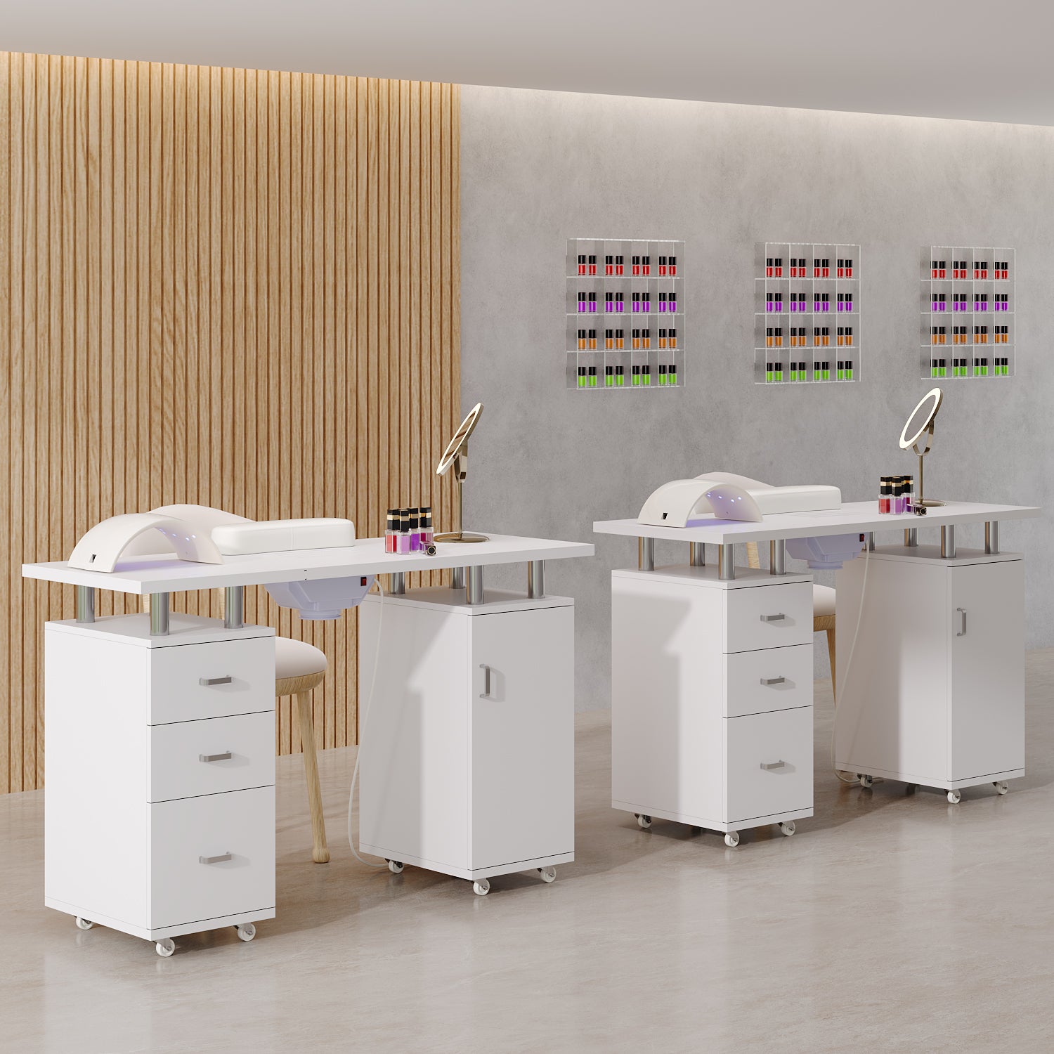 Professional Rolling Manicure Table with 3-Drawer