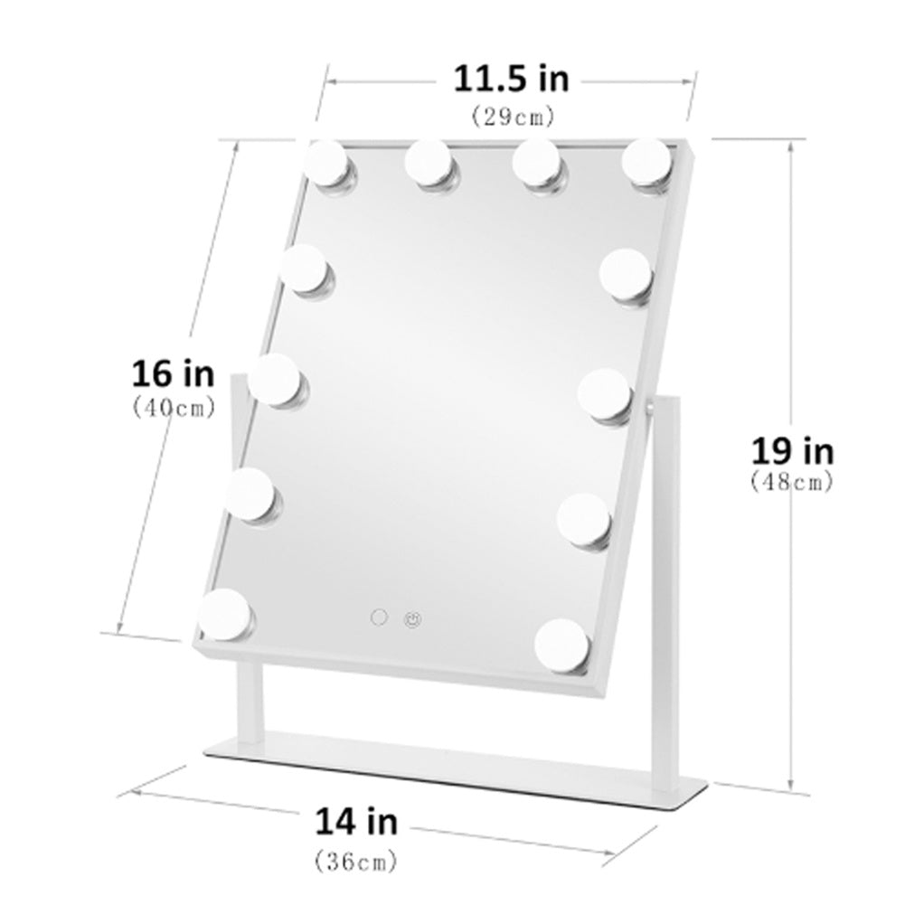 Rotatable Hollywood Vanity Table Mirror with Dimmable LED Bulbs