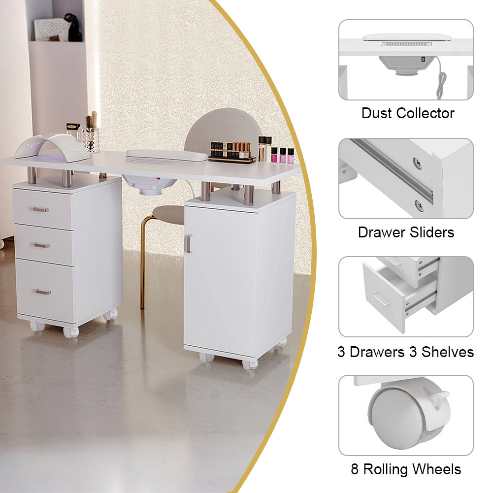 Contemporary Mobile Manicure Table with Dust Collector