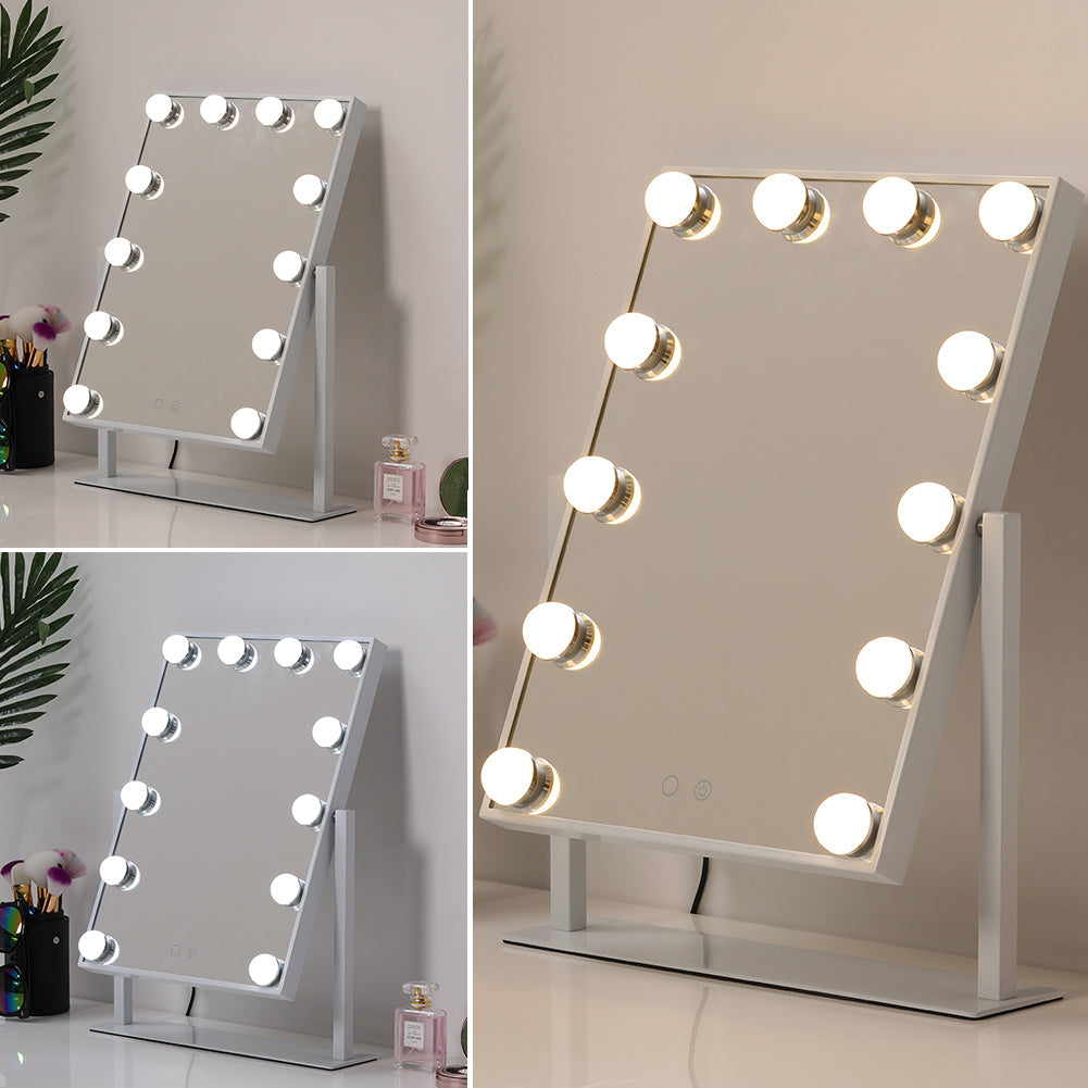 Rotatable Hollywood Vanity Table Mirror with Dimmable LED Bulbs