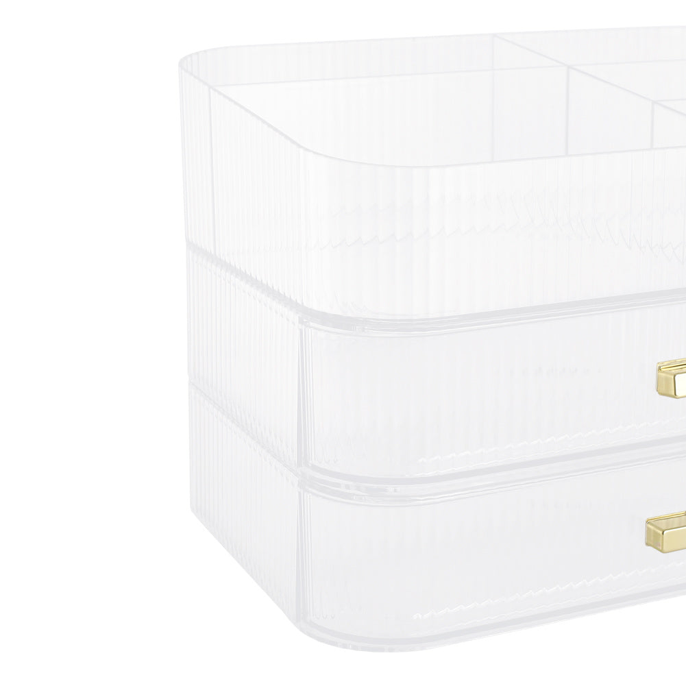 Transparent White Desktop Plastic Makeup Cosmetic Organizer with Drawers