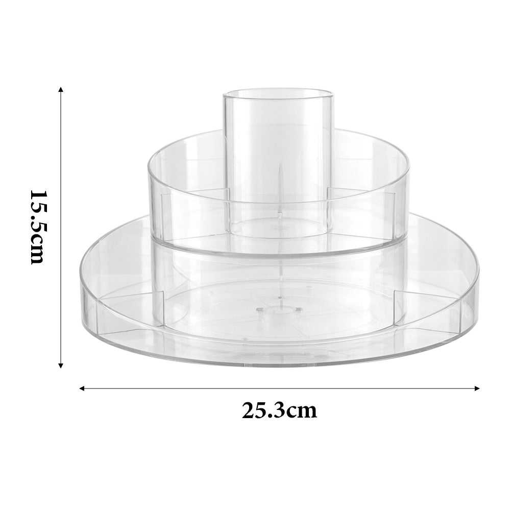 Circular Chic Transparent Cosmetic Storage Carousel with Rotating Design and Multiple Compartments