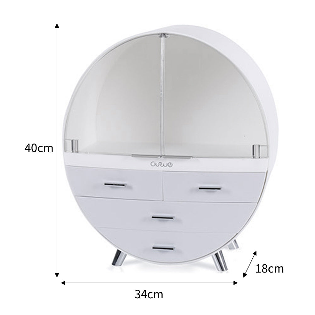 Pink Dustproof Round Cosmetic Storage Box Desktop Organzier