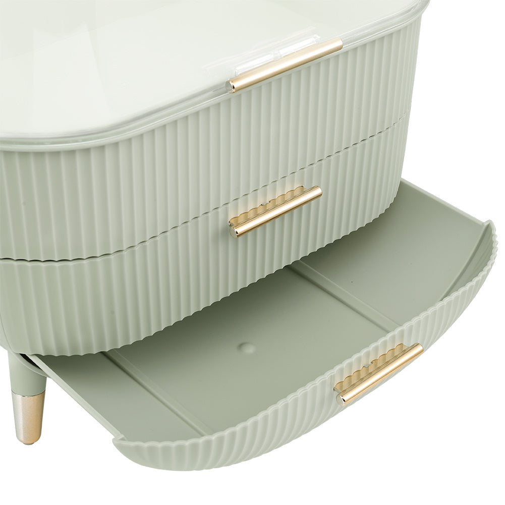 Mint Green Portable Dustproof Makeup Organizer with Handle and Drawers