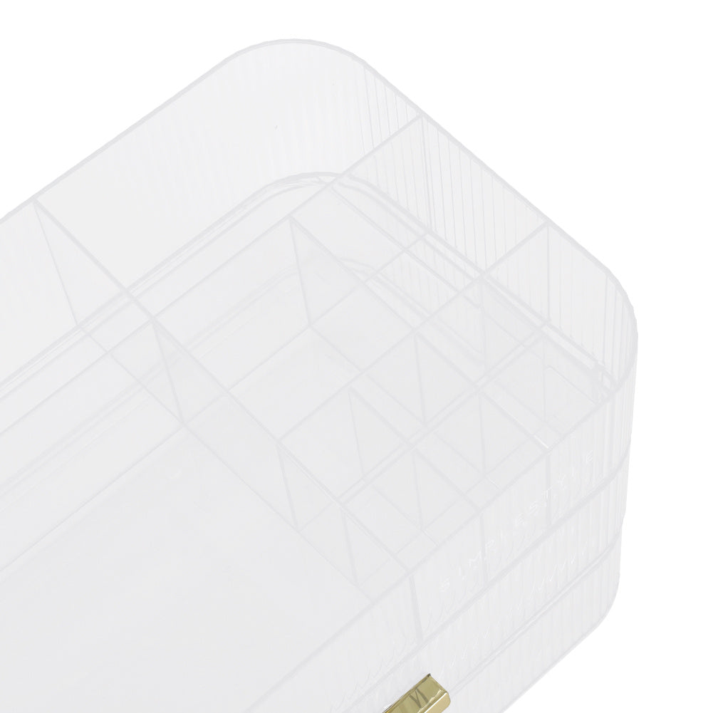 Transparent White Desktop Plastic Makeup Cosmetic Organizer with Drawers