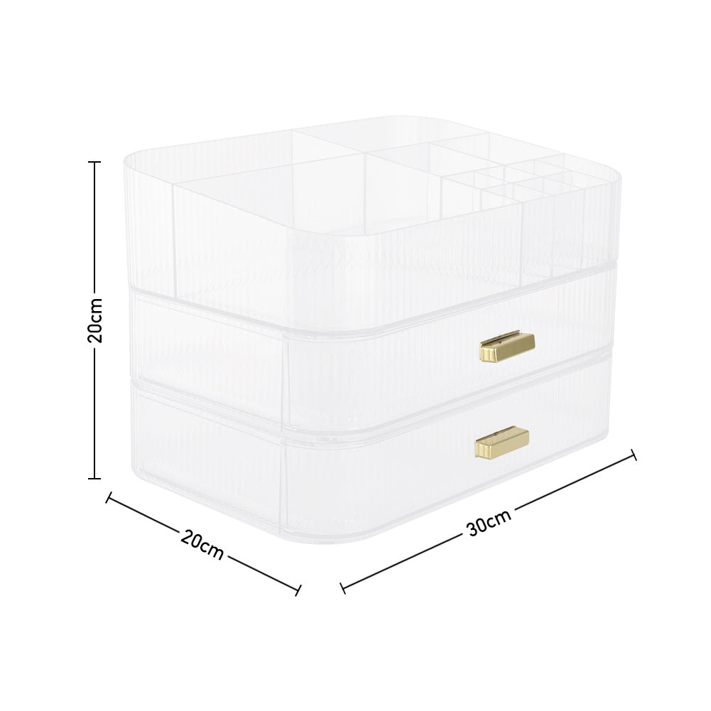 Transparent White Desktop Plastic Makeup Cosmetic Organizer with Drawers