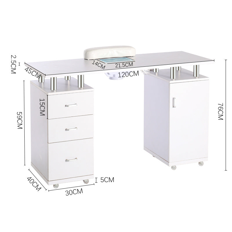 Professional Rolling Manicure Table with 3-Drawer