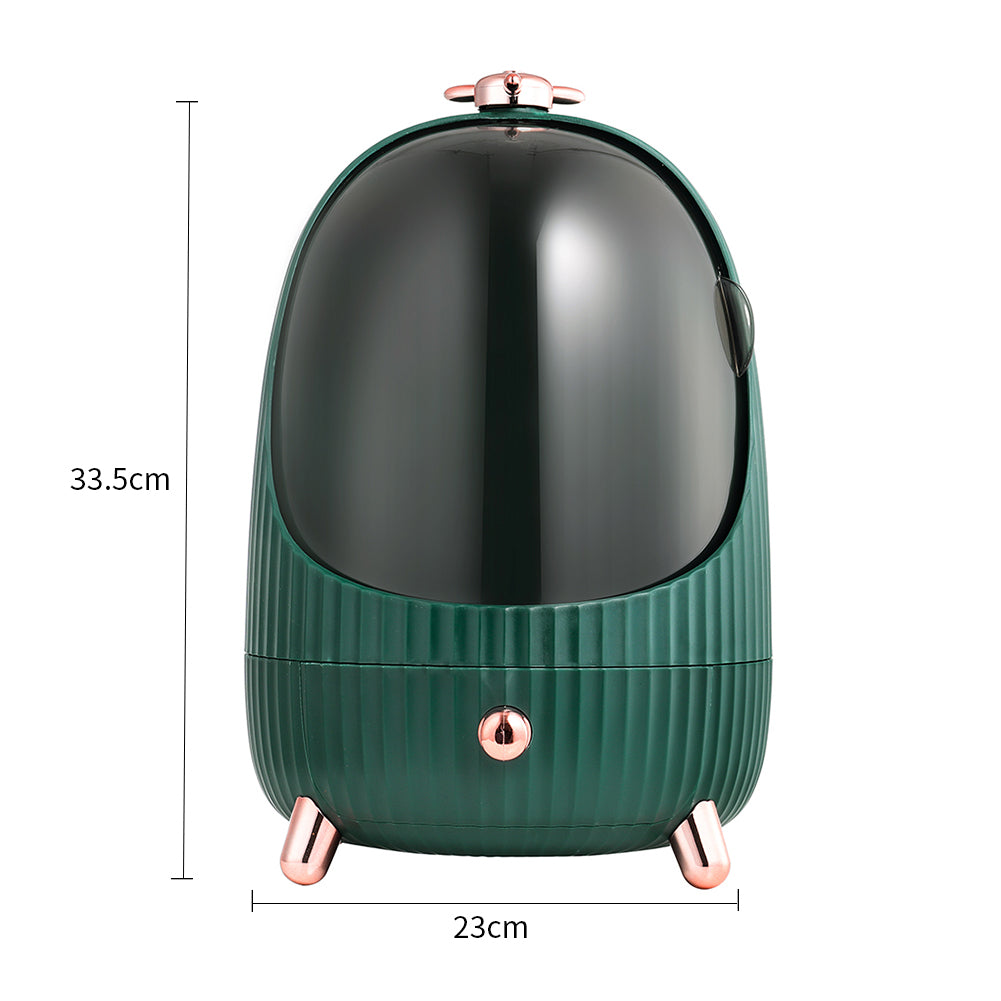 Dark Green Dustproof Makeup Organizer with LED Light