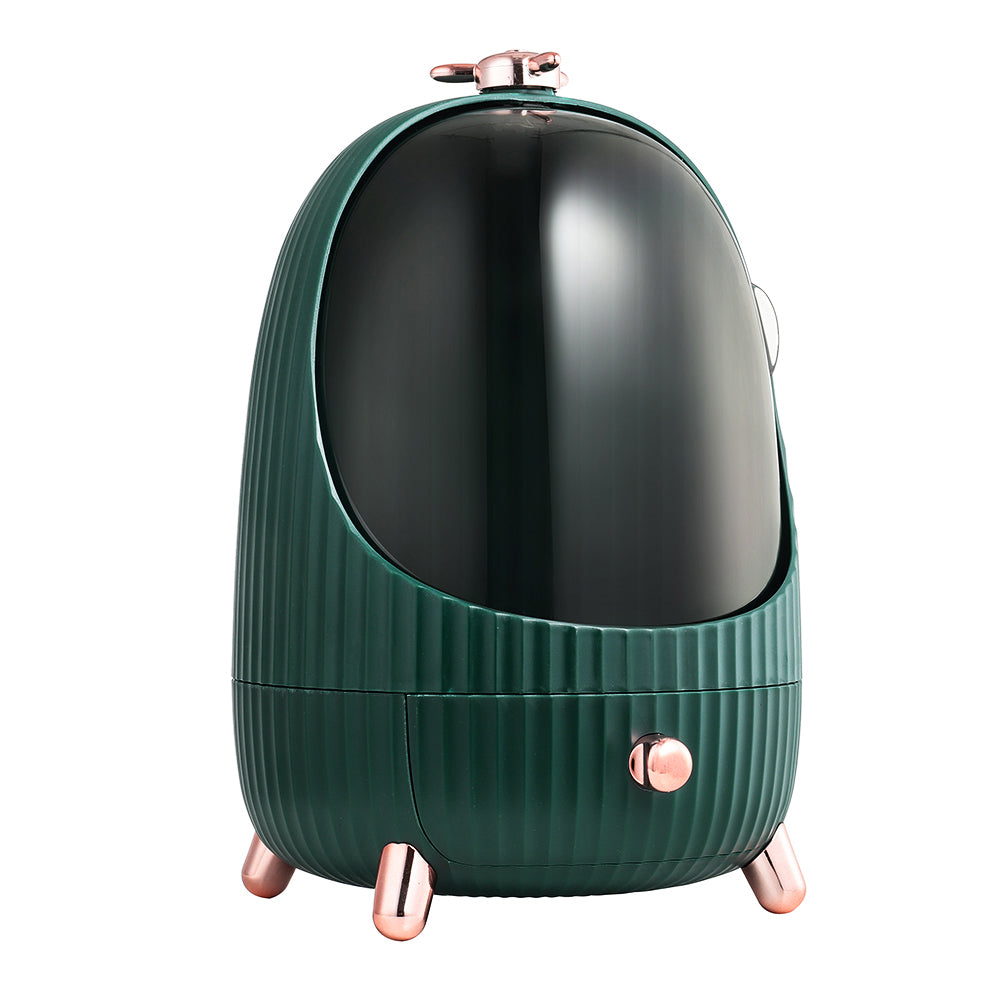 Dark Green Dustproof Makeup Organizer with LED Light