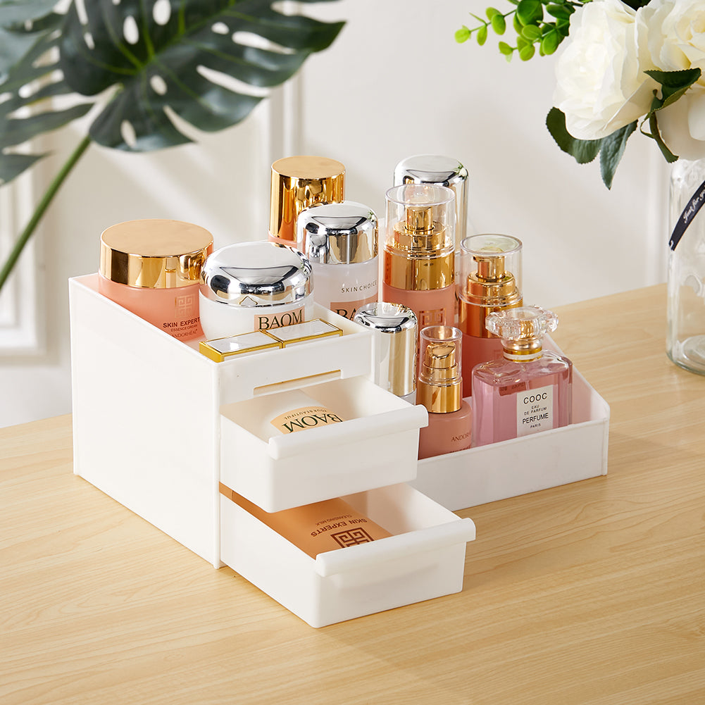 White Multi-Purpose Makeup Storage Box Drawers Organizer