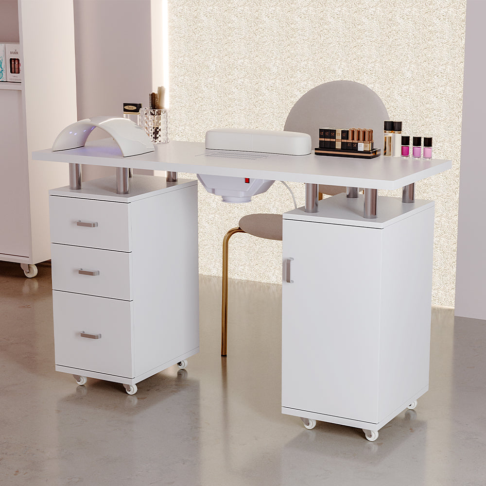 Professional Rolling Manicure Table with 3-Drawer