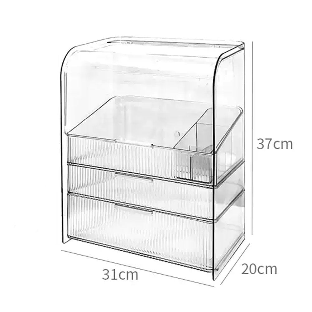3-Tier Transparent Cosmetics Storage Organizer