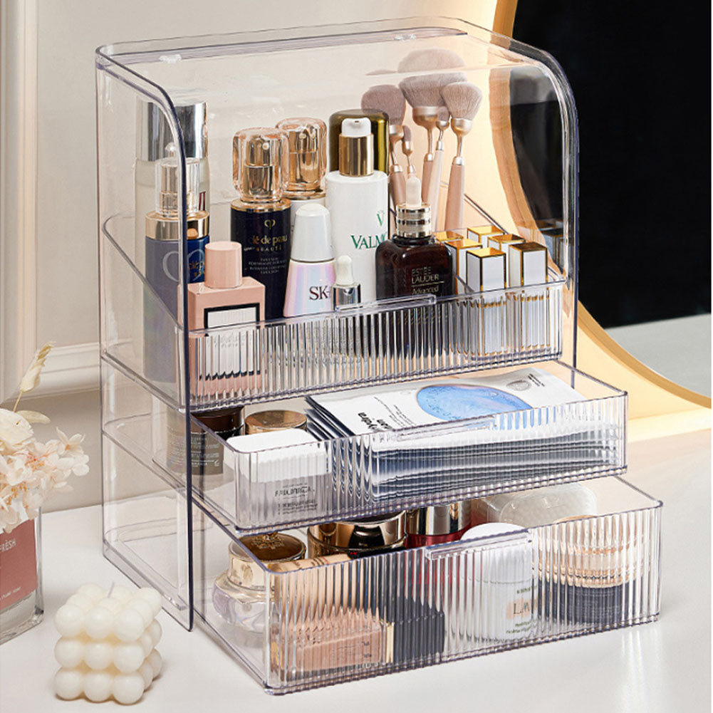 3-Tier Transparent Cosmetics Storage Organizer
