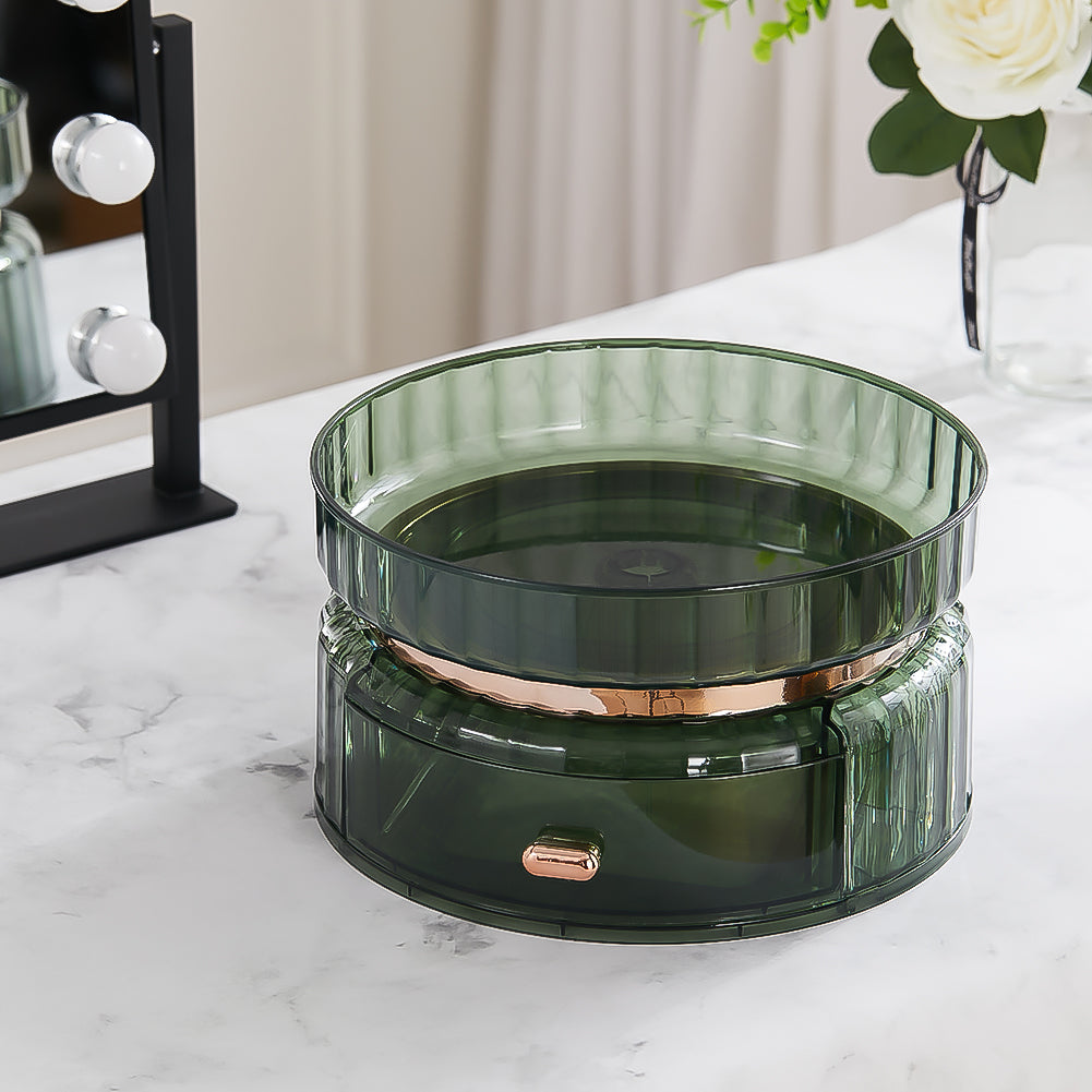 360° Rotating Makeup Organizer with Drawer
