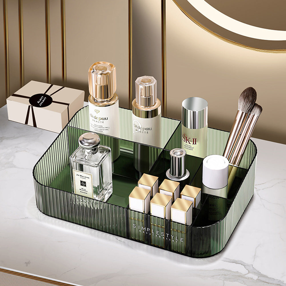 Transparent White Desktop Plastic Makeup Cosmetic Organizer with Drawers