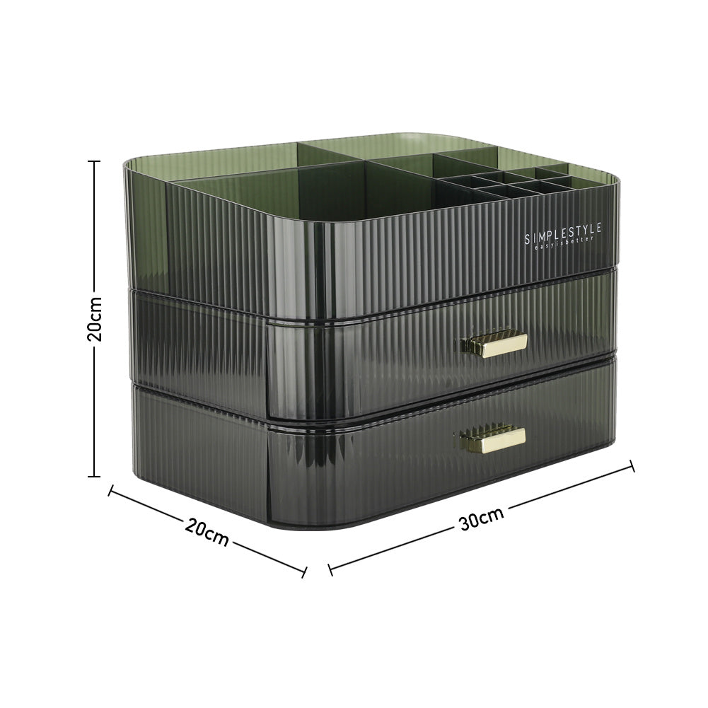 Transparent White Desktop Plastic Makeup Cosmetic Organizer with Drawers