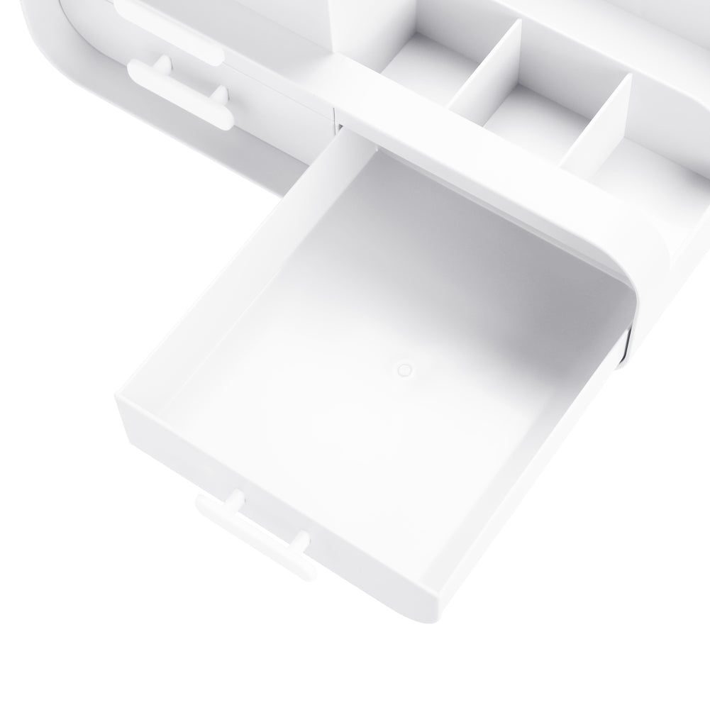 Multifunctional Plastic Desk Makeup Organizer with Drawers