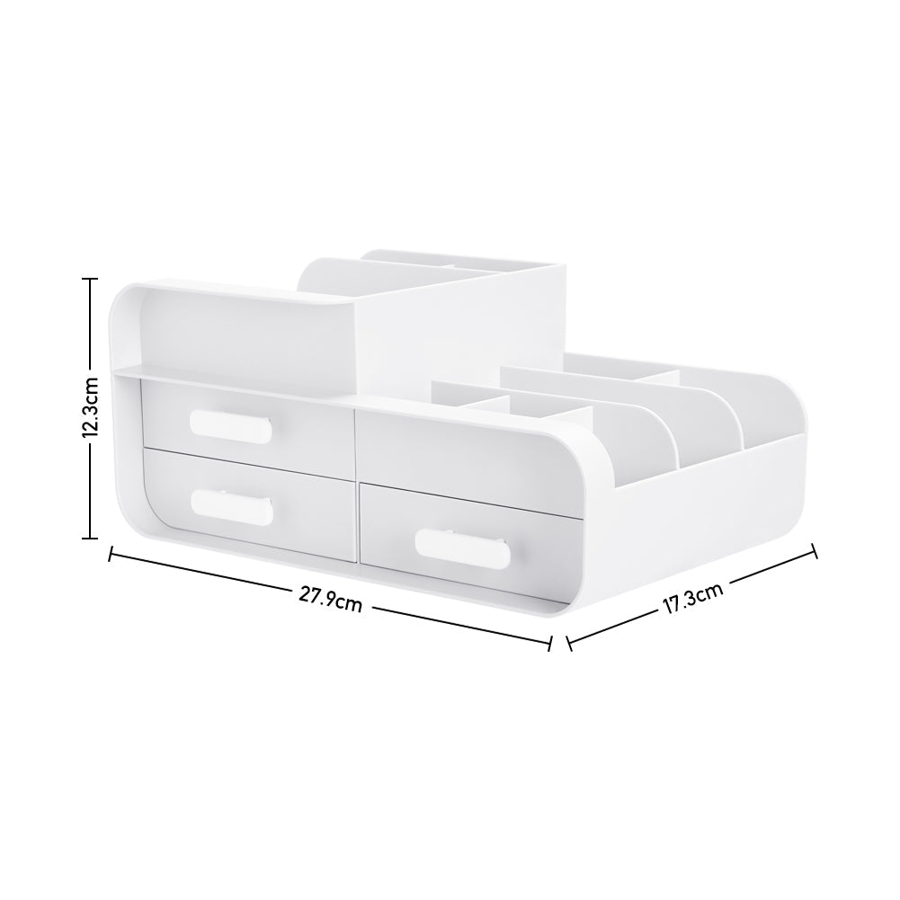 Multifunctional Plastic Desk Makeup Organizer with Drawers