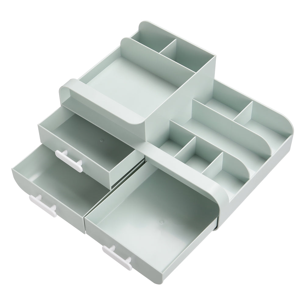 Multifunctional Plastic Desk Makeup Organizer with Drawers