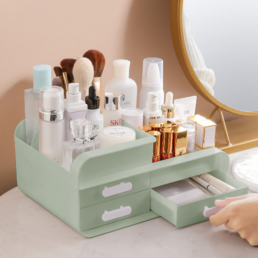 Multifunctional Plastic Desk Makeup Organizer with Drawers
