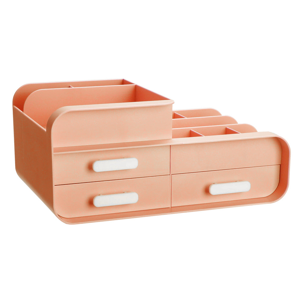Multifunctional Plastic Desk Makeup Organizer with Drawers