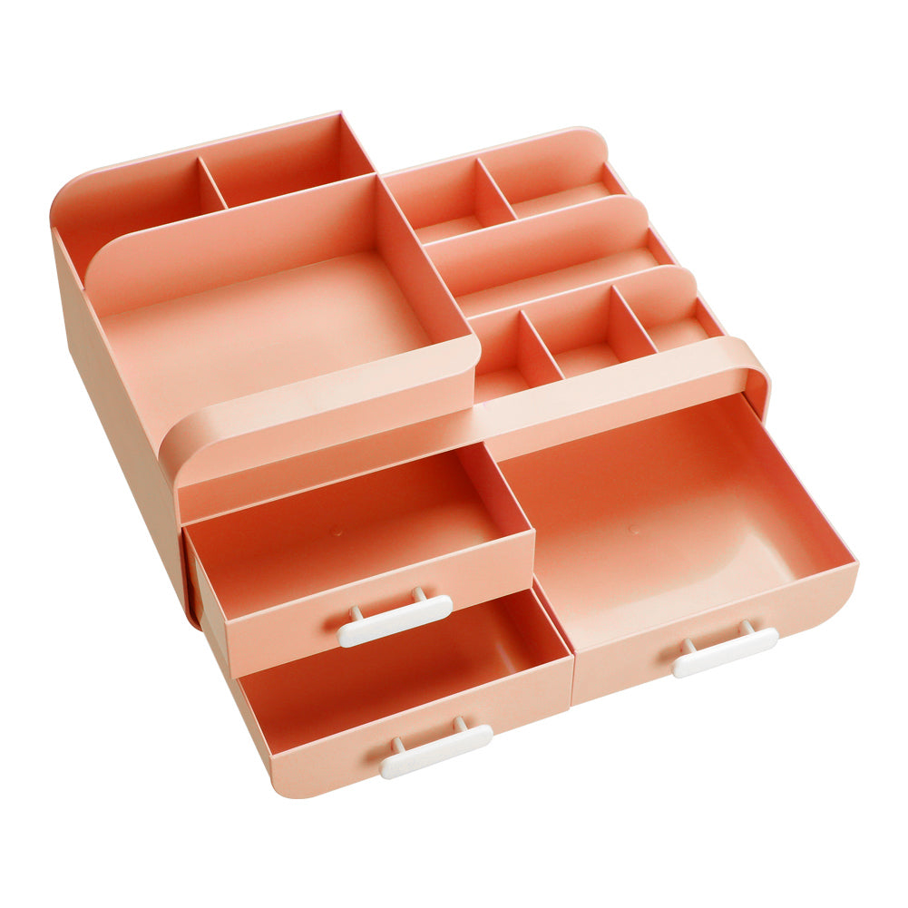 Multifunctional Plastic Desk Makeup Organizer with Drawers