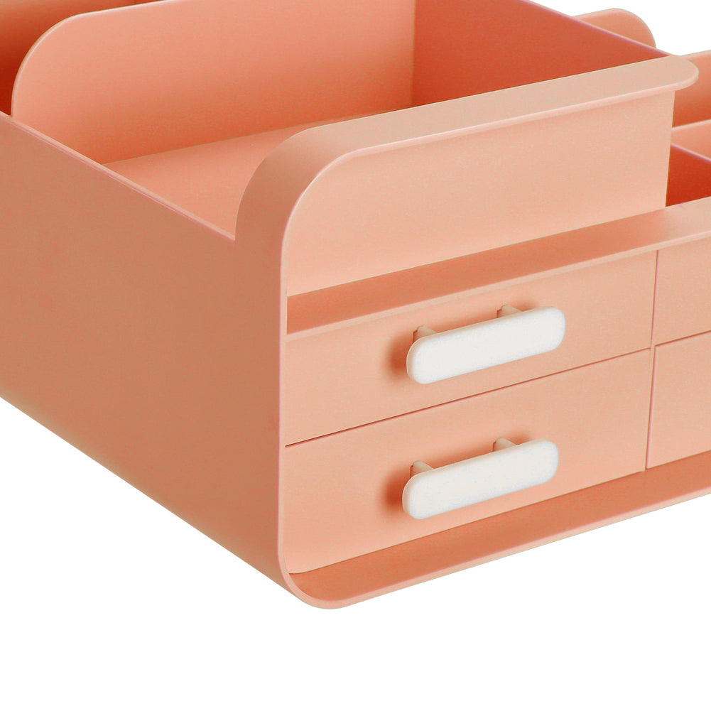 Multifunctional Plastic Desk Makeup Organizer with Drawers
