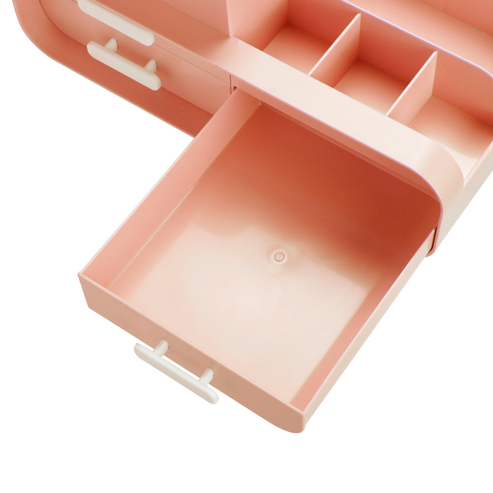 Multifunctional Plastic Desk Makeup Organizer with Drawers