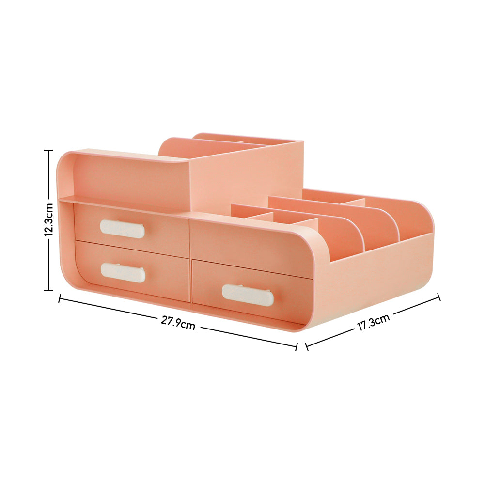 Multifunctional Plastic Desk Makeup Organizer with Drawers