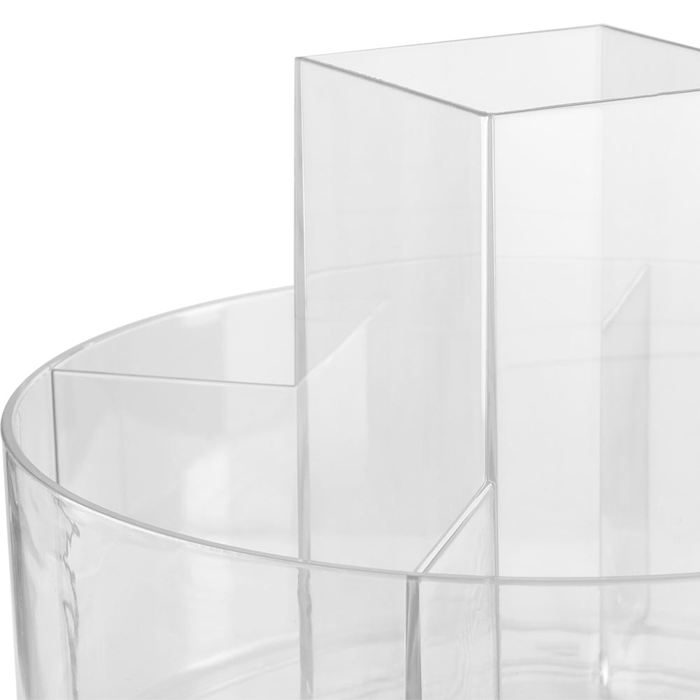 Circular Chic Transparent Cosmetic Storage Carousel with Rotating Design and Multiple Compartments