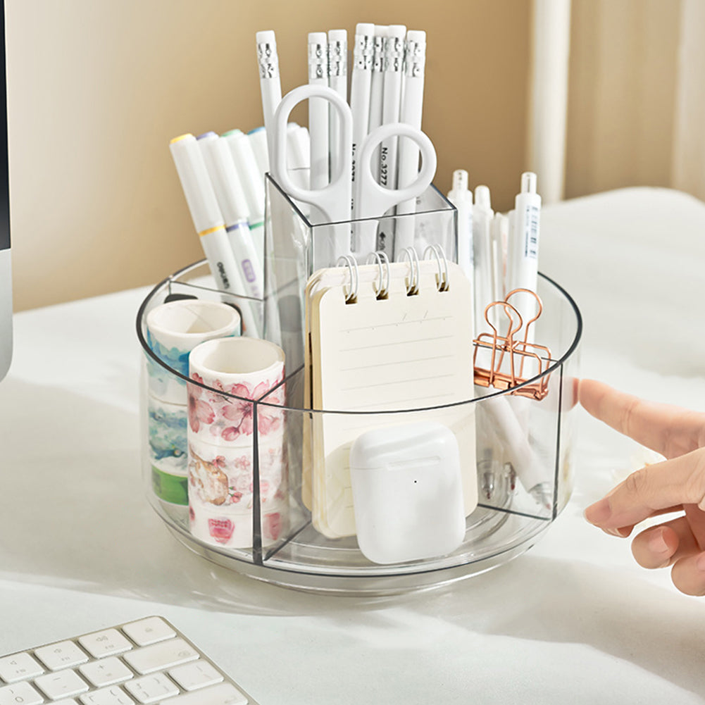 Circular Chic Transparent Cosmetic Storage Carousel with Rotating Design and Multiple Compartments