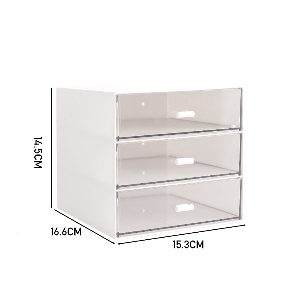 White Plastic 3-Drawer Desk Makeup Organizer