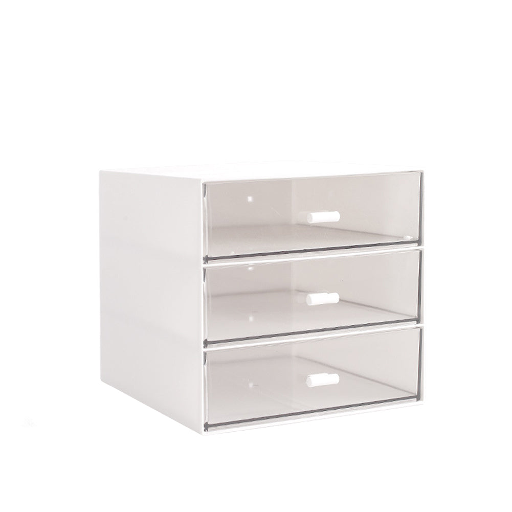 White Plastic 3-Drawer Desk Makeup Organizer