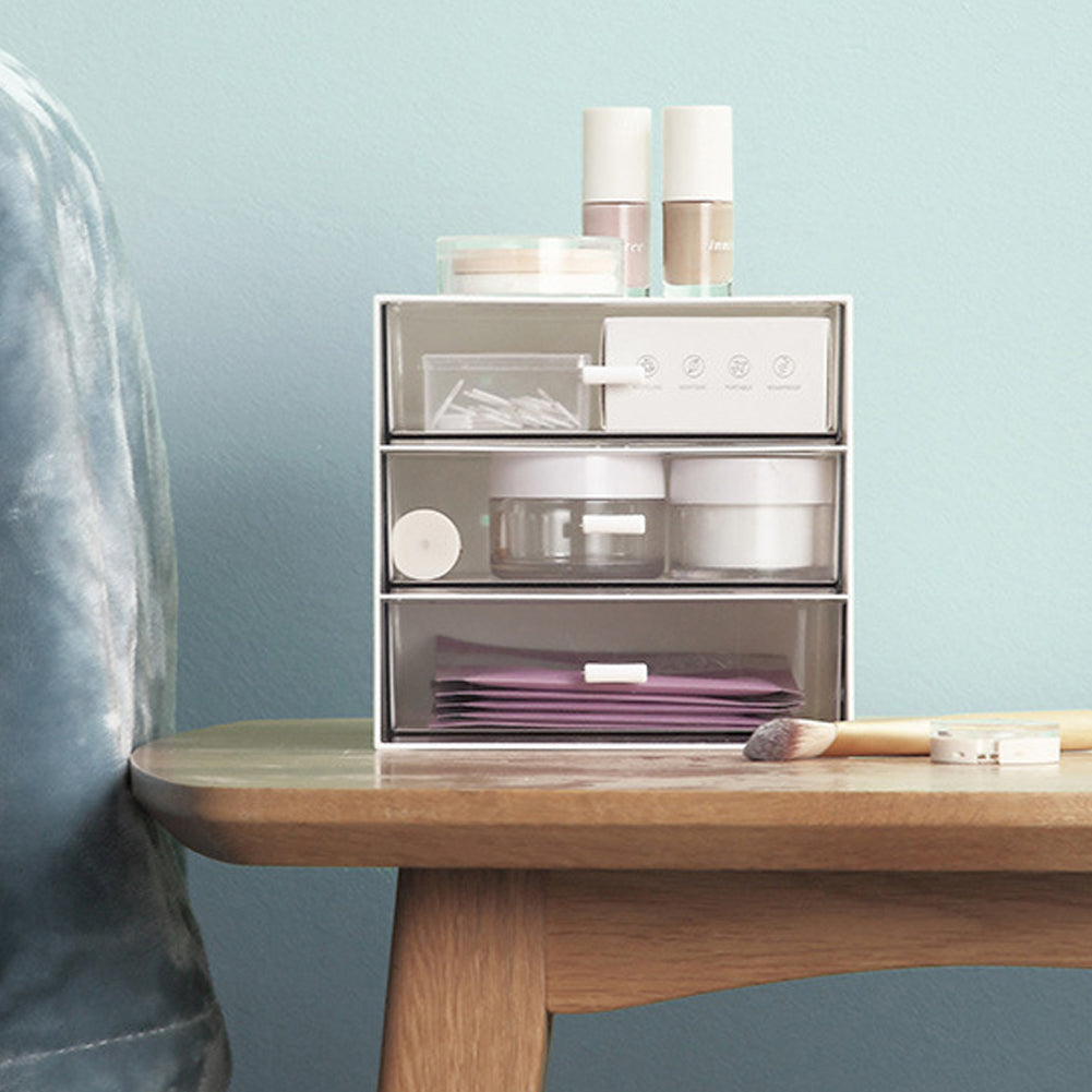 White Plastic 3-Drawer Desk Makeup Organizer