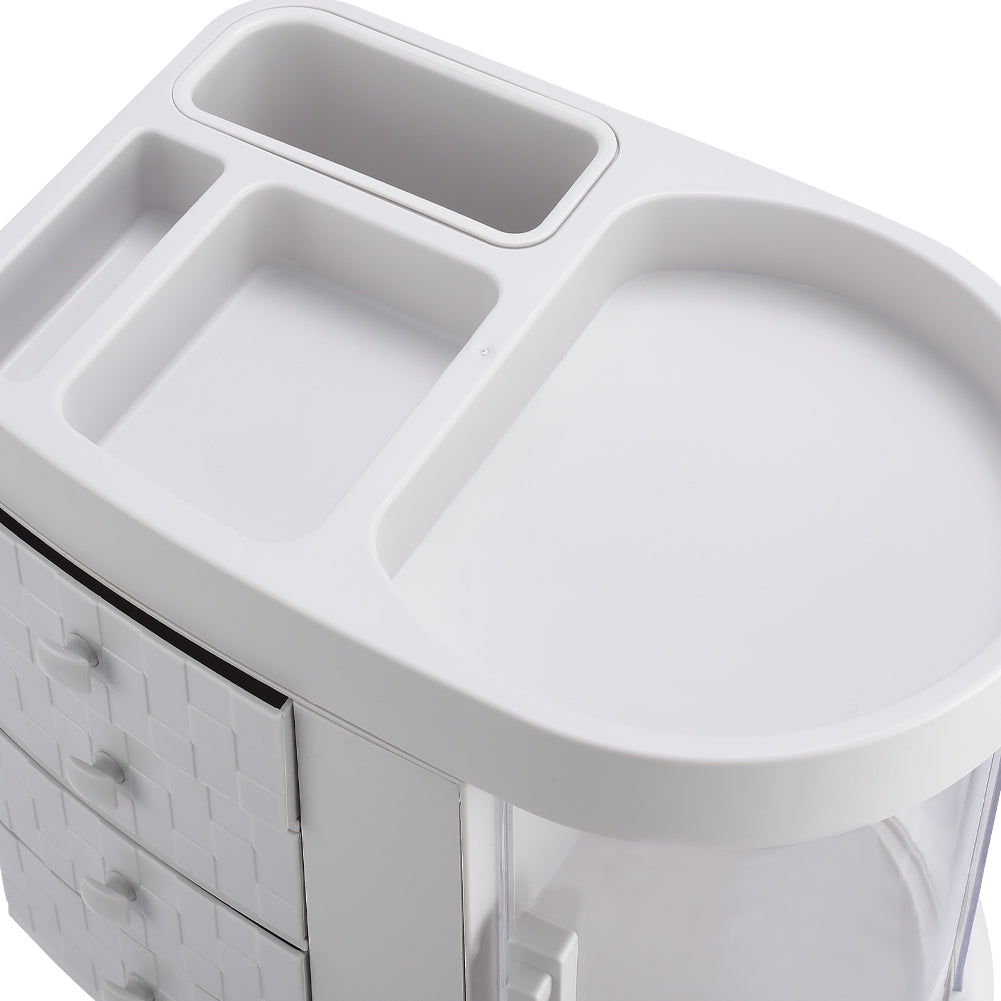 White Acrylic Makeup Cosmetic Organizer with 4 Drawers