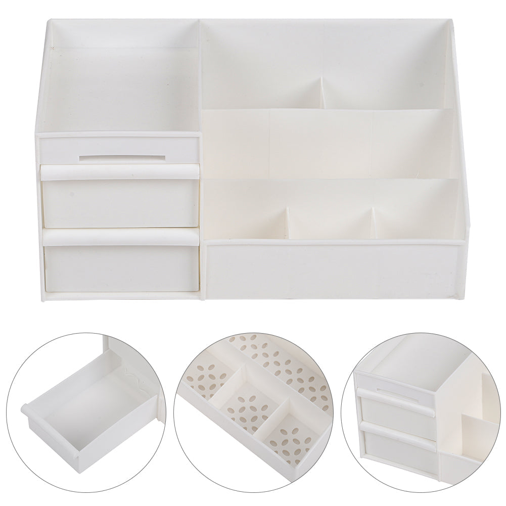 White Multi-Purpose Makeup Storage Box Drawers Organizer
