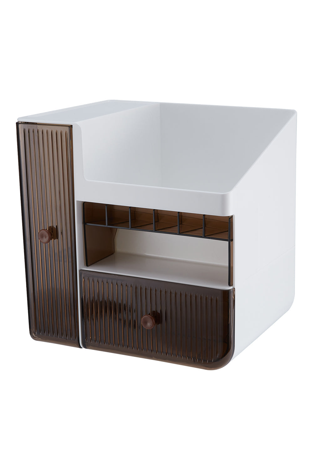 Elegant Makeup Organizer with Dual Drawers and Multiple Compartments