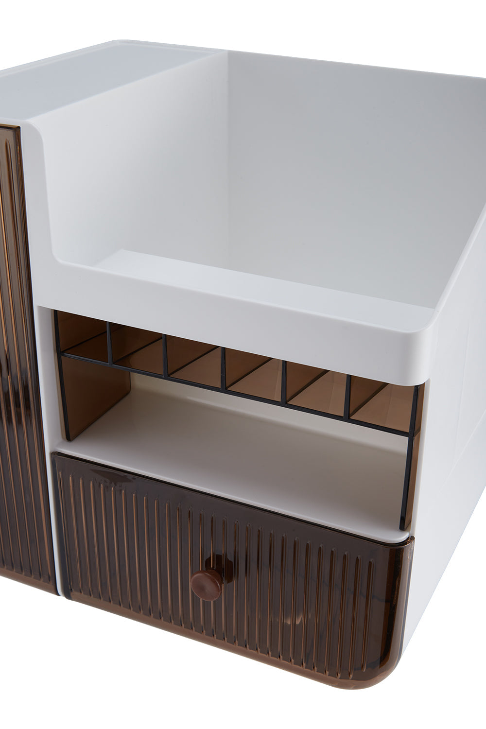 Elegant Makeup Organizer with Dual Drawers and Multiple Compartments