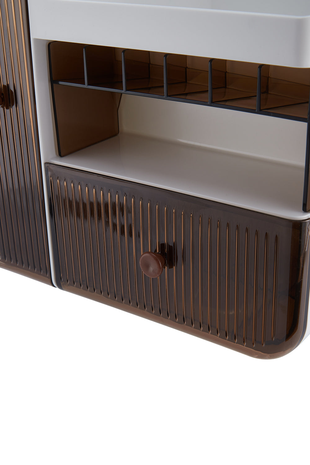 Elegant Makeup Organizer with Dual Drawers and Multiple Compartments