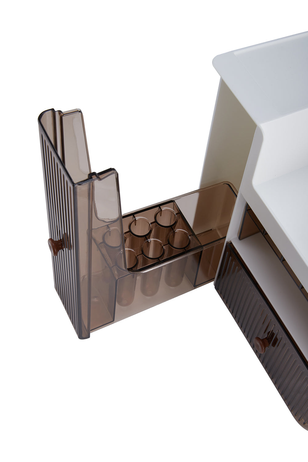 Elegant Makeup Organizer with Dual Drawers and Multiple Compartments