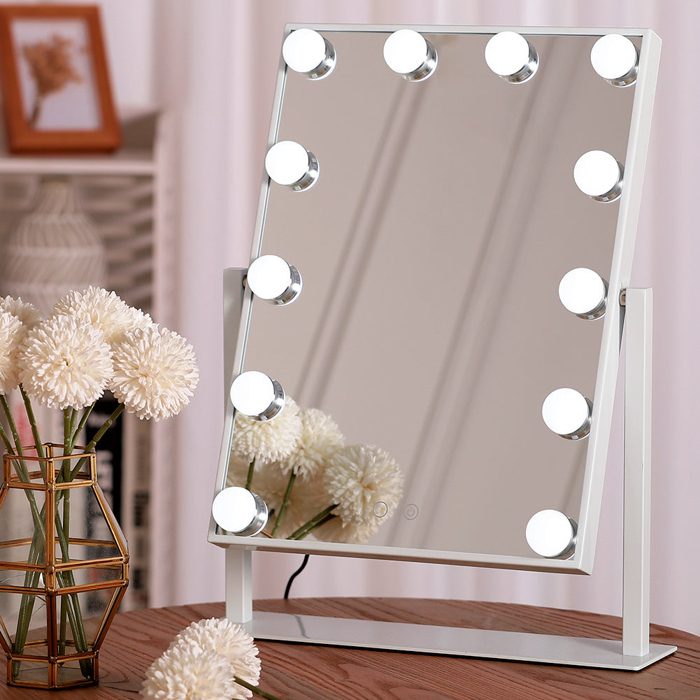 Rotatable Hollywood Vanity Table Mirror with Dimmable LED Bulbs