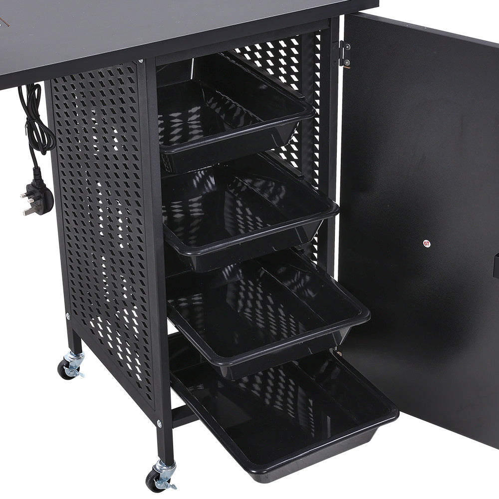 Obsidian Black Manicure Table with 1-Cabinet