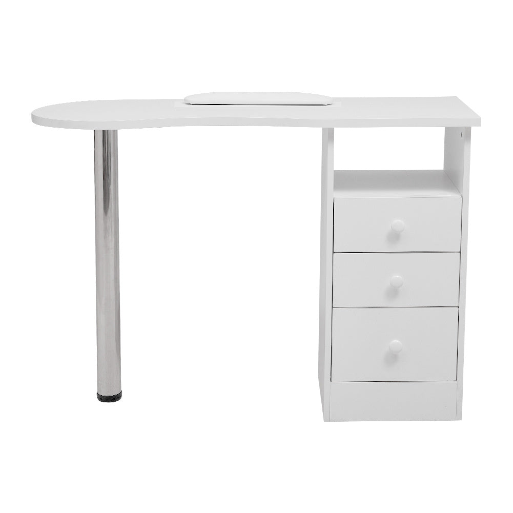 Stylish 3-Drawer Warm White Manicure Table