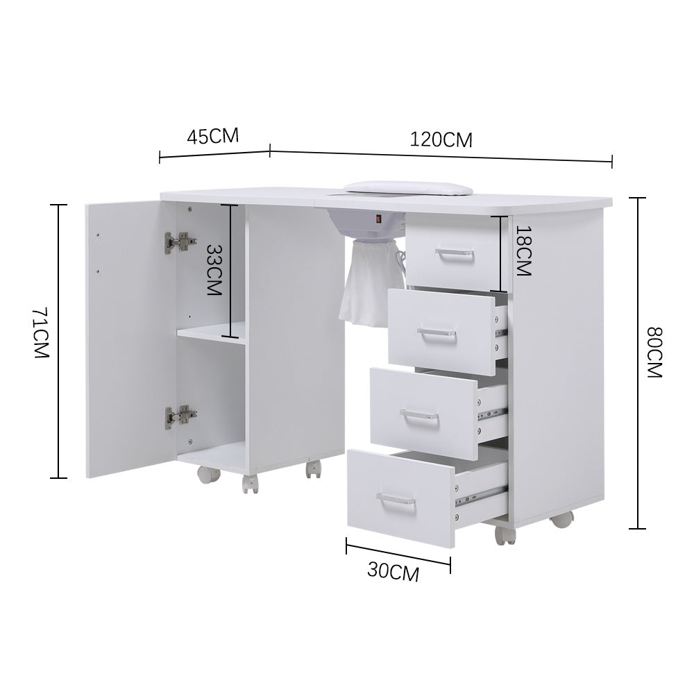 Elegant Manicure Table With 1-Cabinet & 4-Drawer