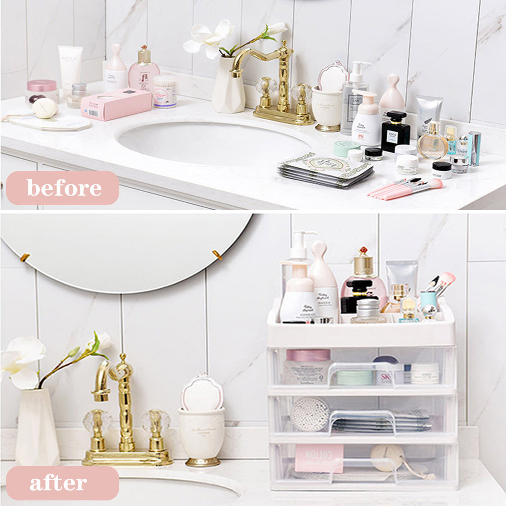 Plastic Makeup Organizer with 3 Drawers