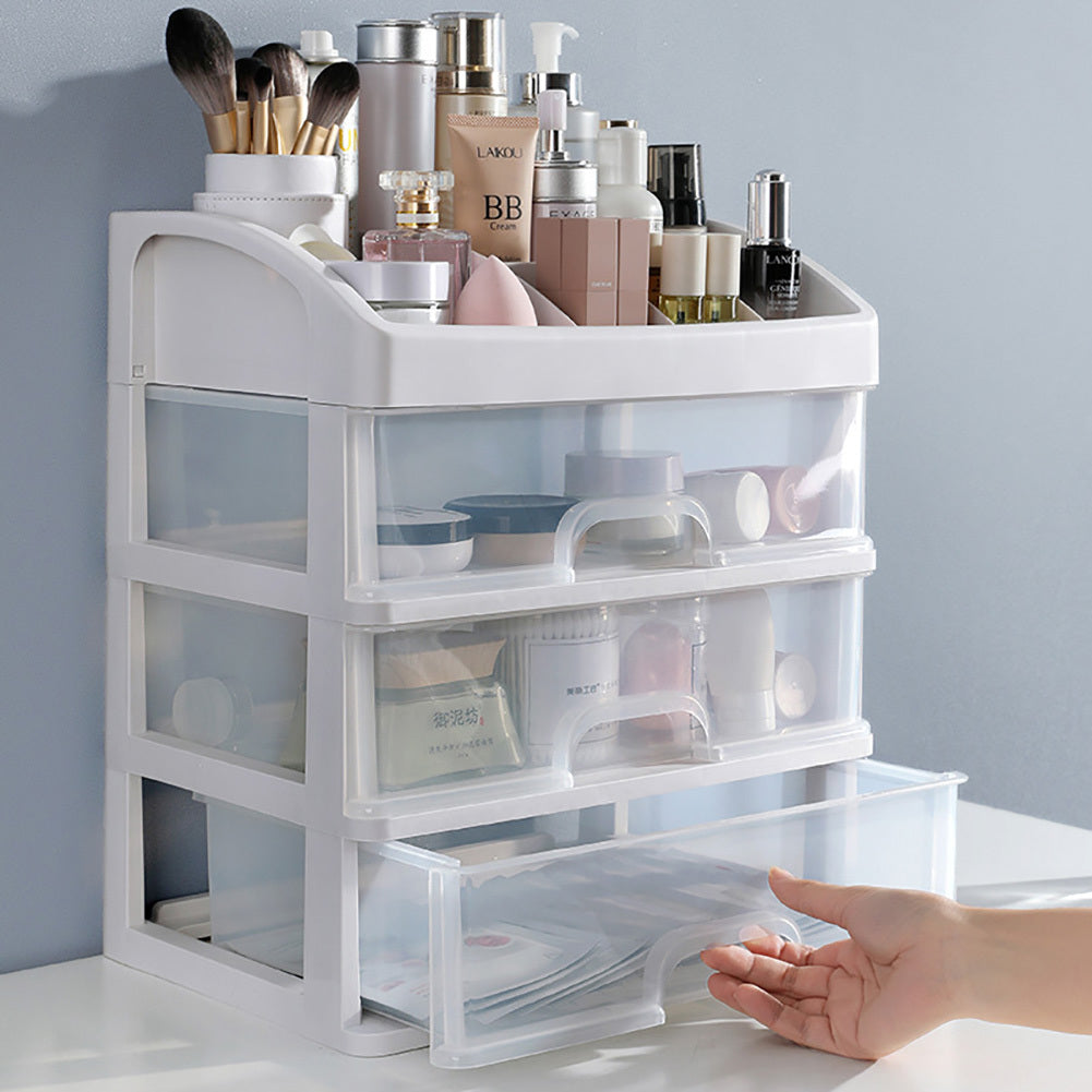 Plastic Makeup Organizer with 3 Drawers