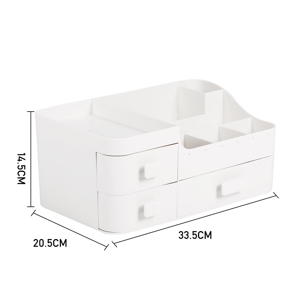 White Desktop Makeup Organizer Storage Box with 3 Drawers