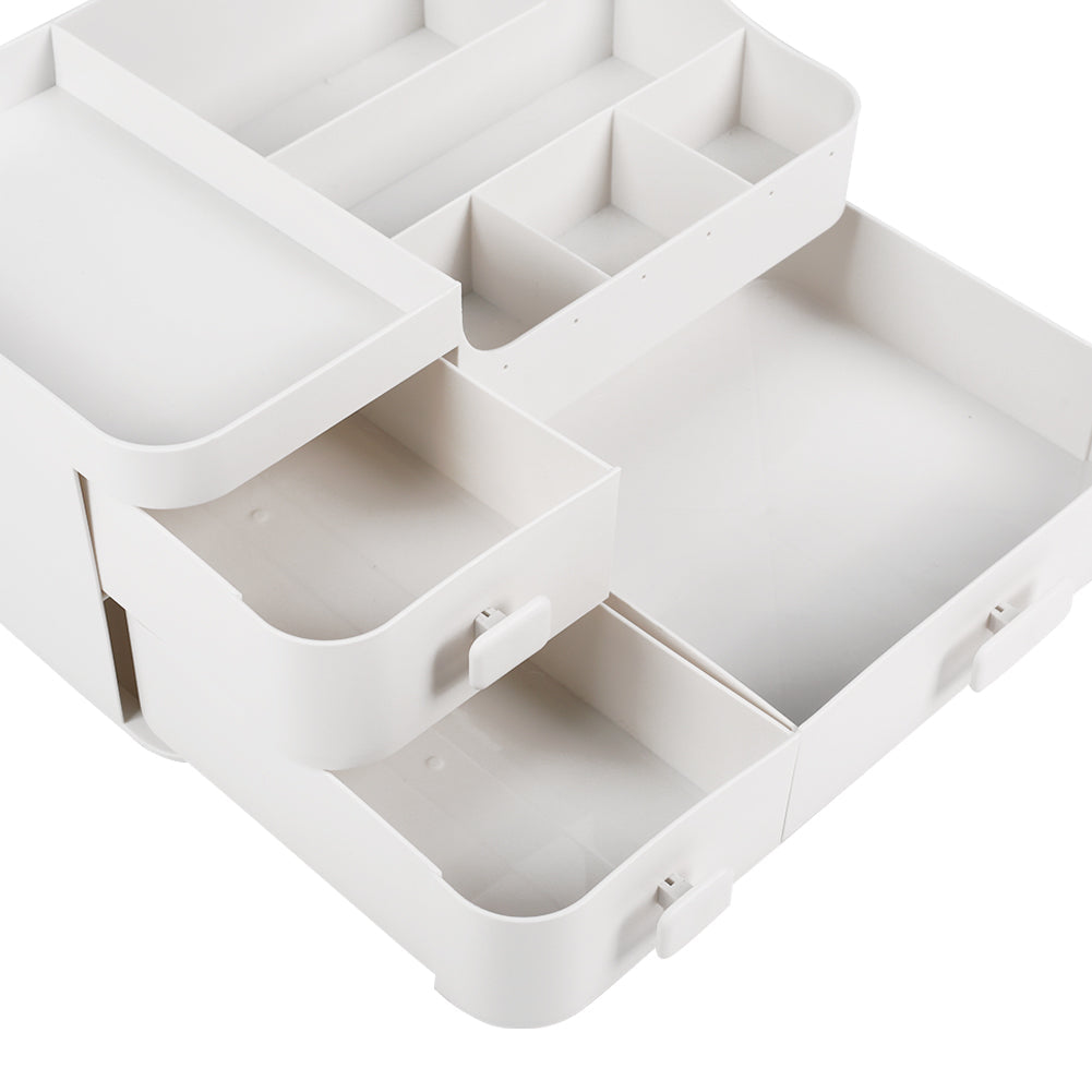 White Desktop Makeup Organizer Storage Box with 3 Drawers